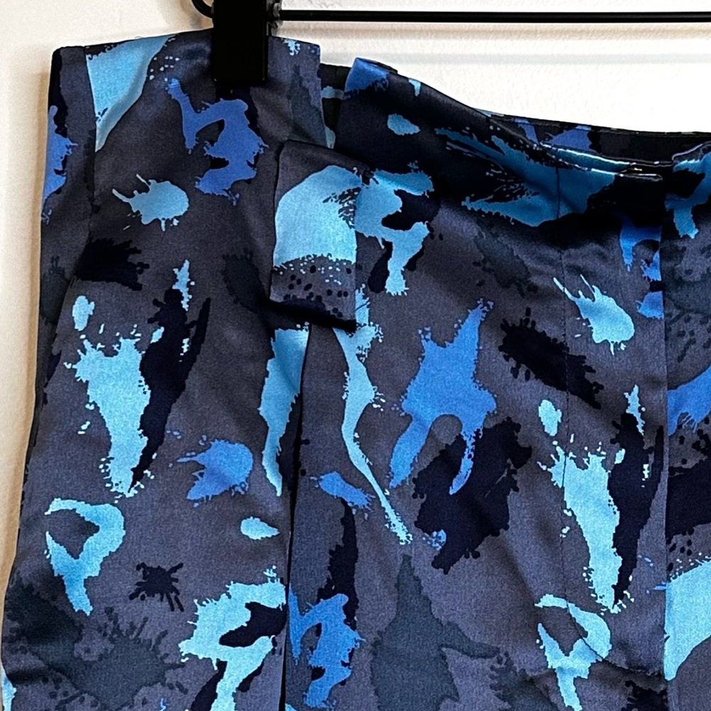 L'AGENCE Silk Madaline High Waist Blue Vintage Multi Pants Trousers Size 8 - Picture 4 of 15